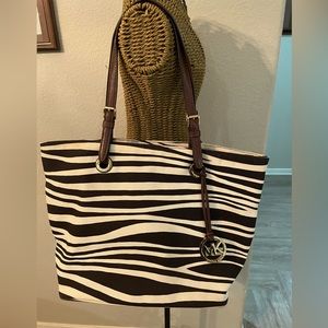 Michael Kors Zebra stripe canvas large shoulder bag. Excellent condition.